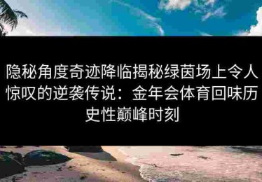 隐秘角度奇迹降临揭秘绿茵场上令人惊叹的逆袭传说：金年会体育回味历史性巅峰时刻