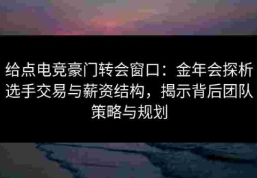 给点电竞豪门转会窗口：金年会探析选手交易与薪资结构，揭示背后团队策略与规划