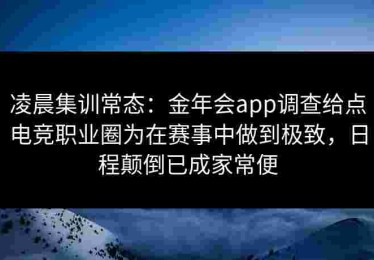 凌晨集训常态：金年会app调查给点电竞职业圈为在赛事中做到极致，日程颠倒已成家常便